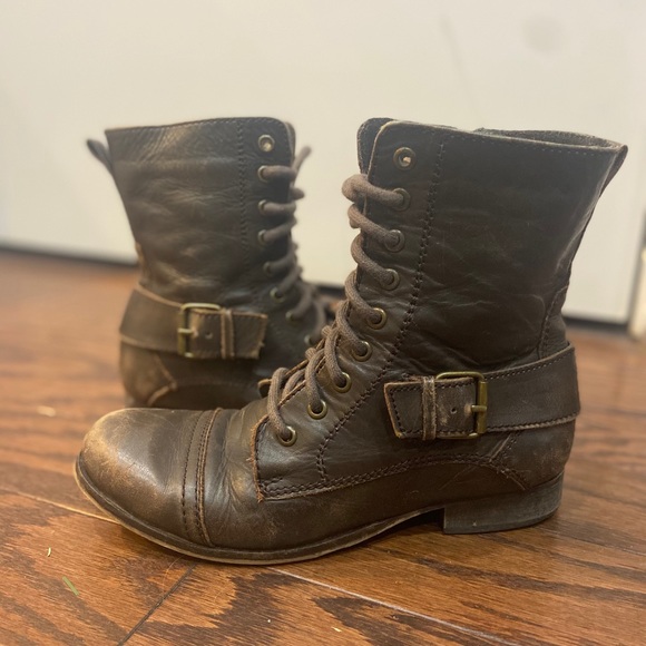 brown leather BX by Bronx combat boots - Picture 1 of 2